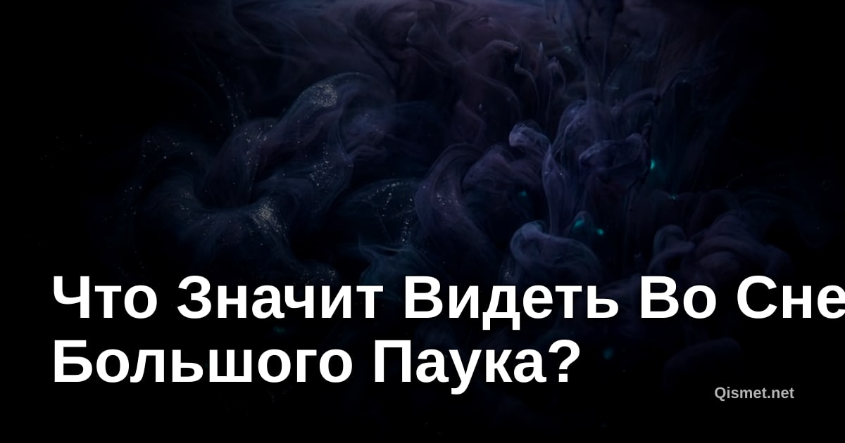 Что Значит Видеть Во Сне Большого Паука?